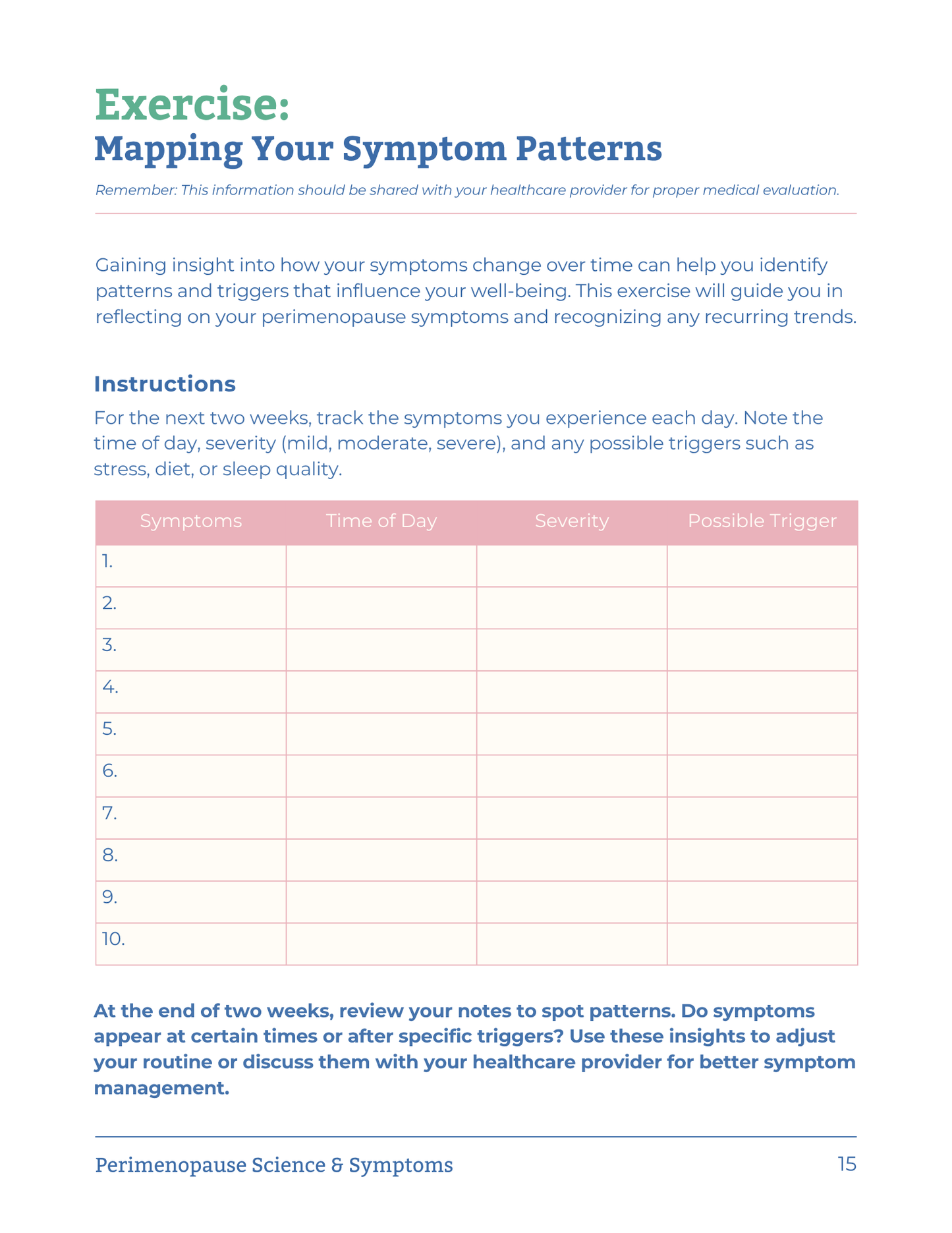 Perimenopause: Science and Symptoms Workbook