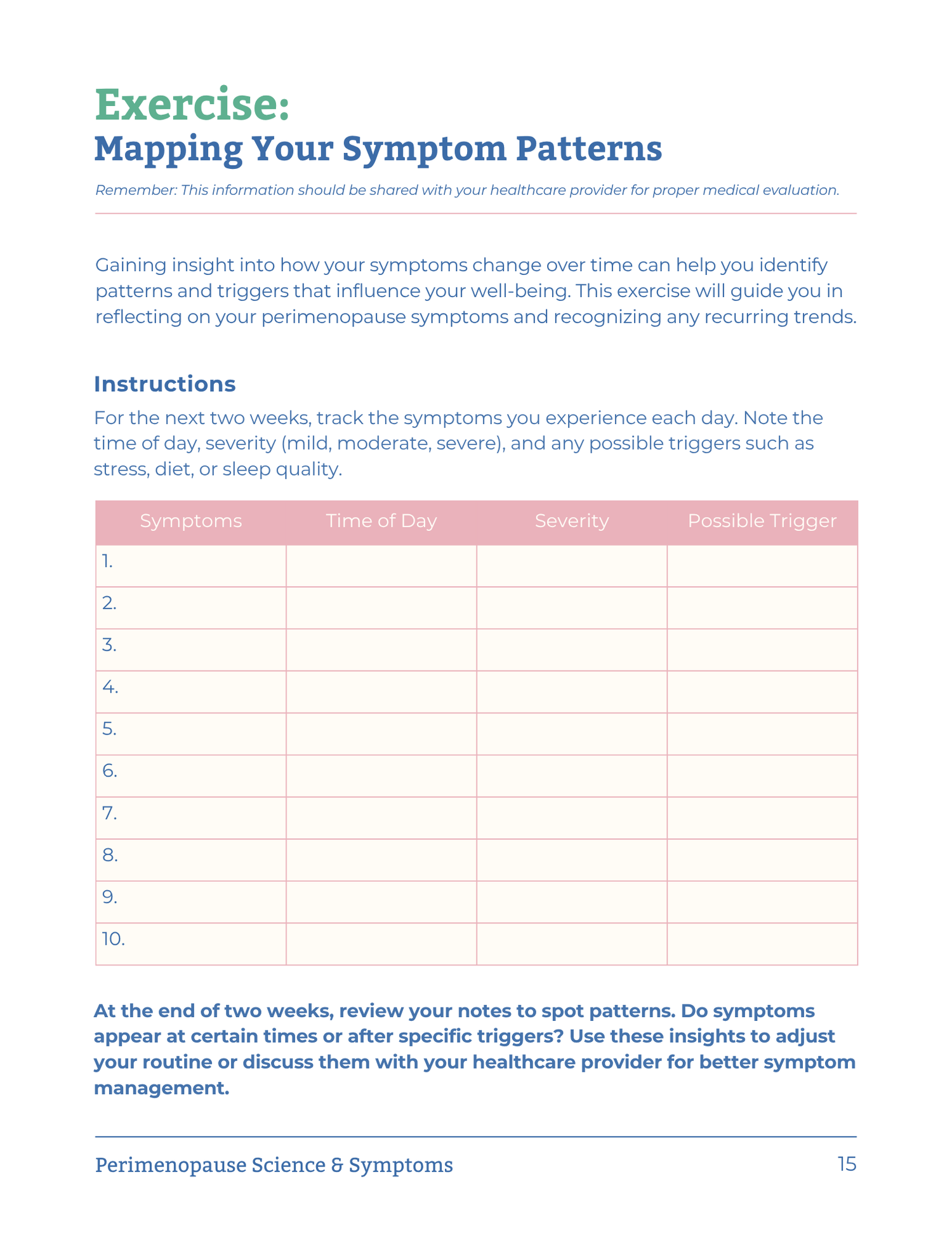 Perimenopause: Science and Symptoms Workbook